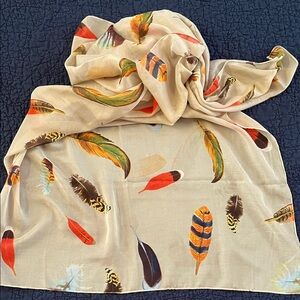 Chic Multicolor Feather Pattern Scarf
